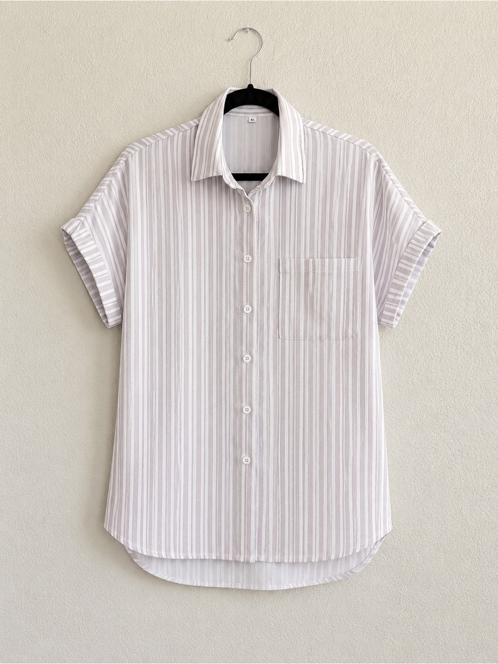 Aoudery Striped Short Sleeve Button Down Shirt Size M